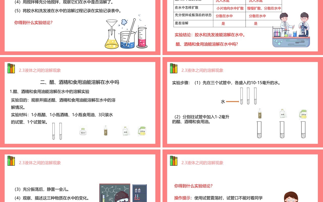 教科版四年级科学上册第二单元溶解2.3液体之间的溶解现象