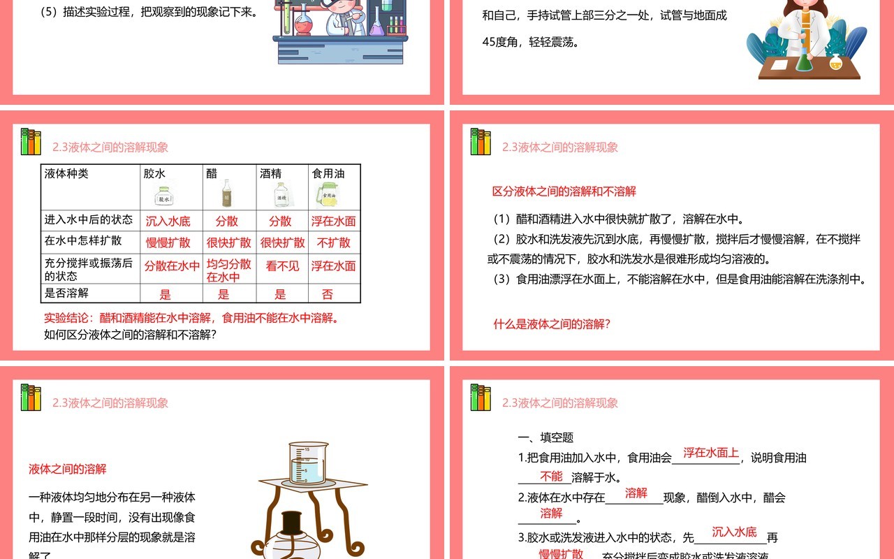 教科版四年级科学上册第二单元溶解2.3液体之间的溶解现象