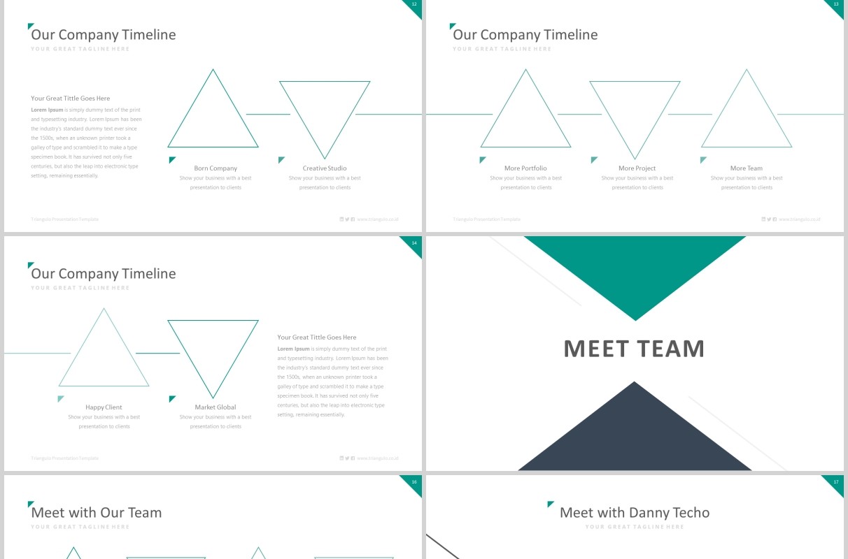 创意三角形插图公司介绍商务通用PPT模板版式设计Triangulo Powerpoint Template