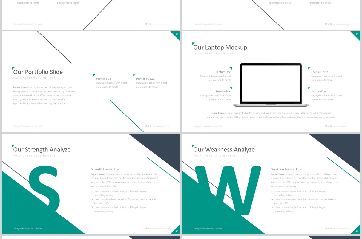 创意三角形插图公司介绍商务通用PPT模板版式设计Triangulo Powerpoint Template