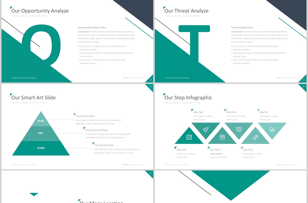 创意三角形插图公司介绍商务通用PPT模板版式设计Triangulo Powerpoint Template