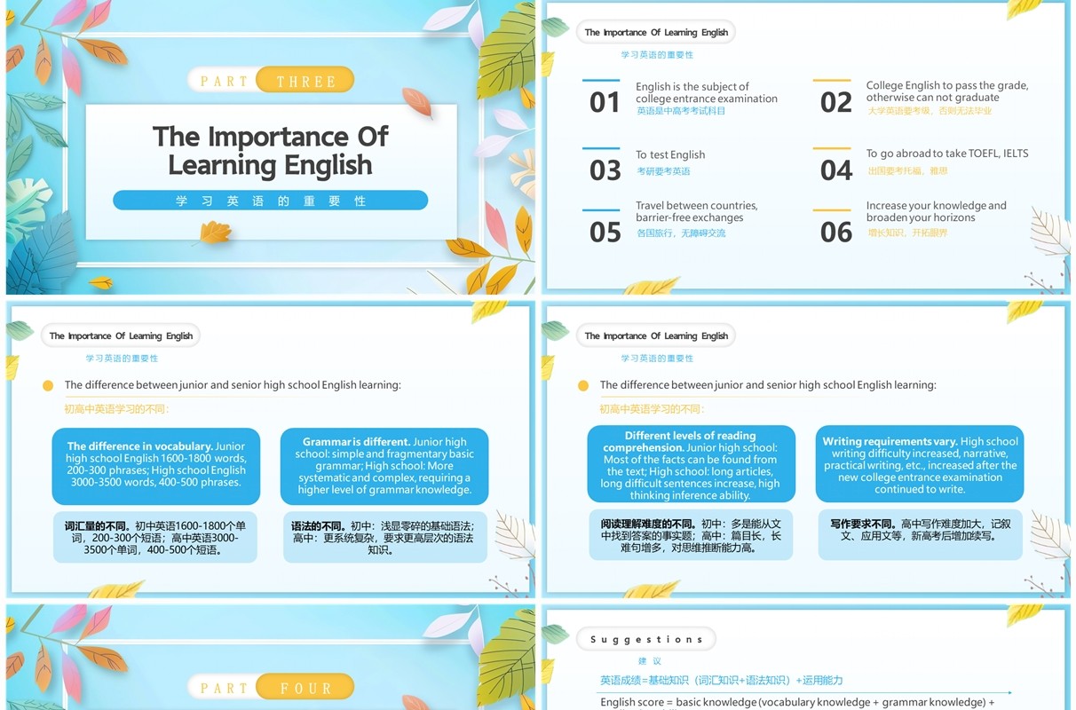 蓝色清新风高中英语开学第一课PPT模板