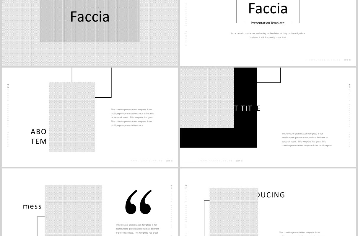 简约时尚摄影项目介绍PPT模板版式图文排版素材Faccia Powerpoint Template