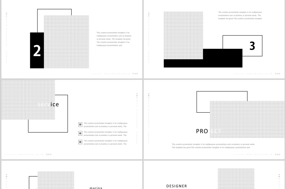 简约时尚摄影项目介绍PPT模板版式图文排版素材Faccia Powerpoint Template
