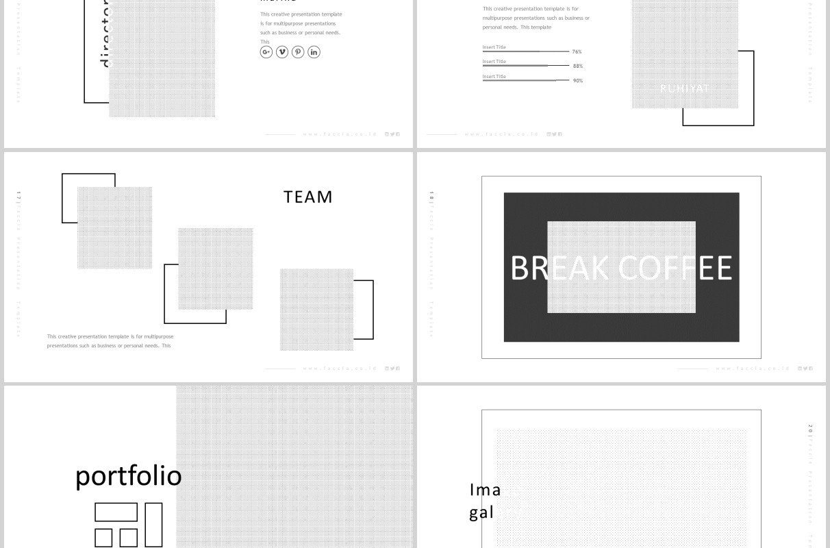 简约时尚摄影项目介绍PPT模板版式图文排版素材Faccia Powerpoint Template