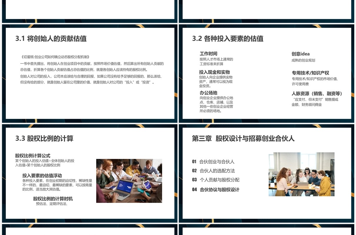 几何商务风合伙人创业营销PPT模板