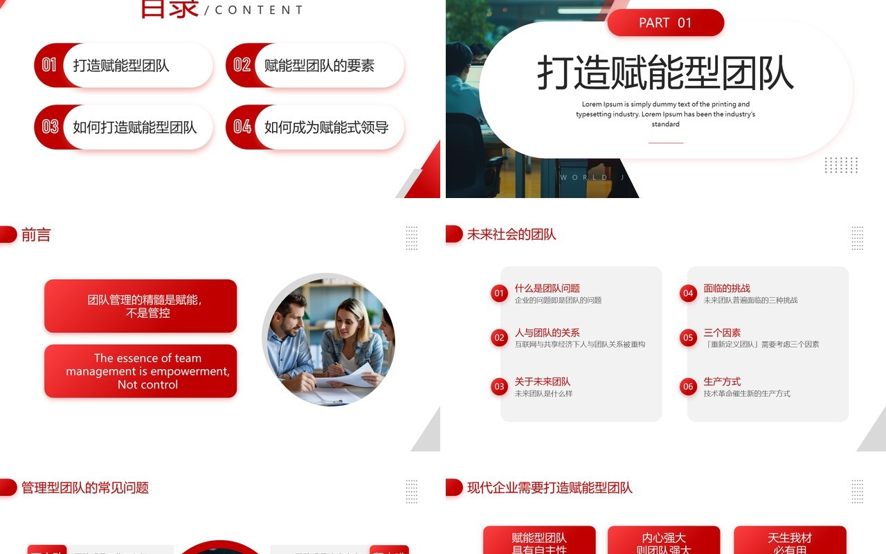 红色商务风赋能式领导力企业培训PPT模板