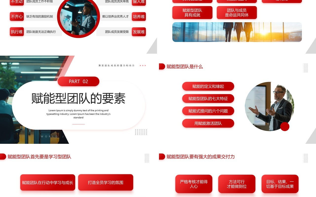 红色商务风赋能式领导力企业培训PPT模板