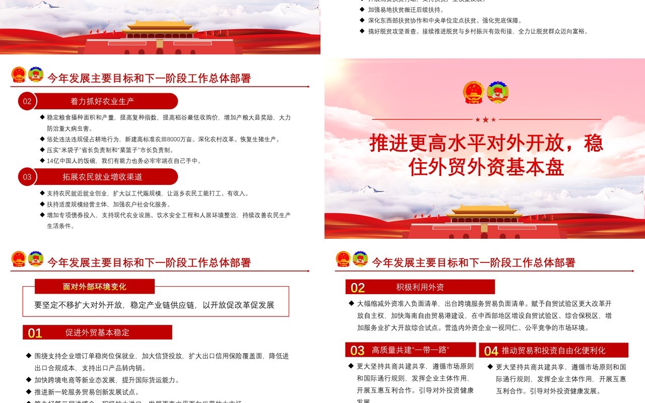 聚焦2020年全国两会政府工作报告完整版解读学习党建PPT模板