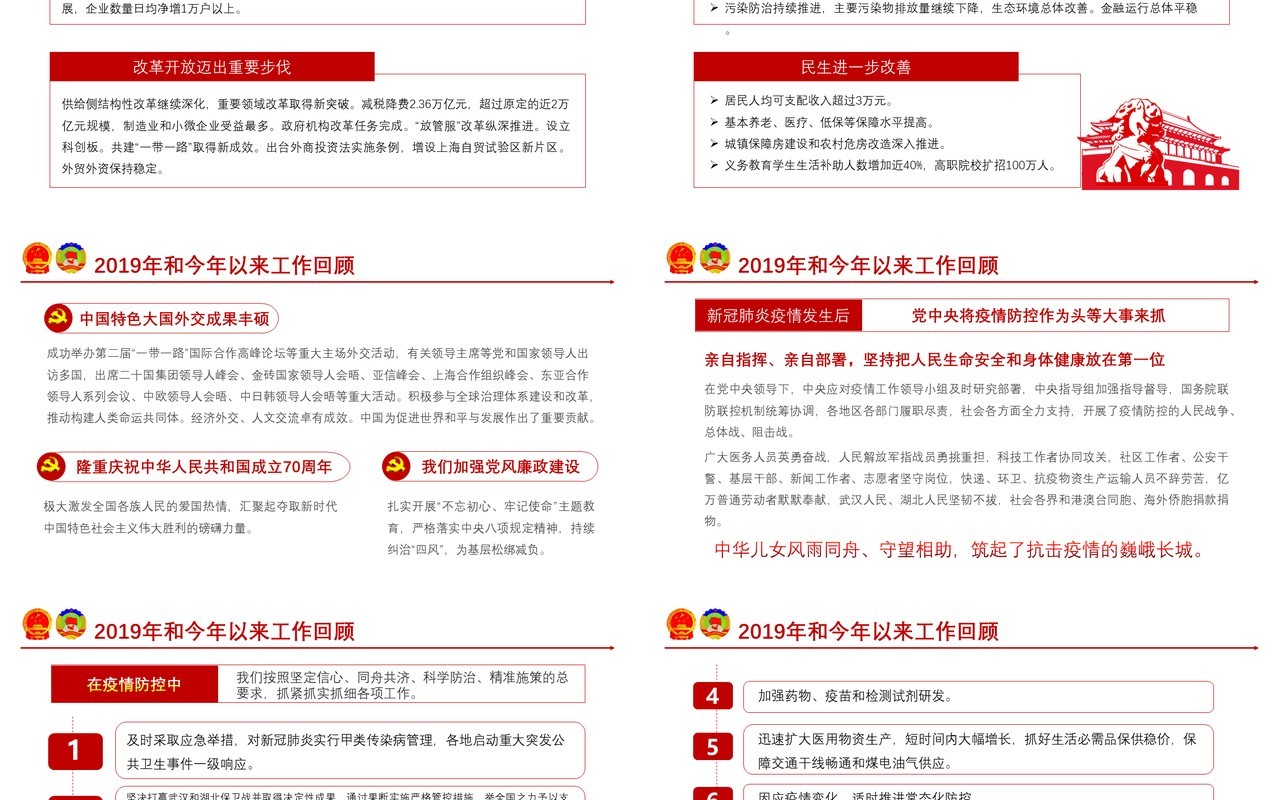 聚焦2020年全国两会政府工作报告完整版解读学习党建PPT模板