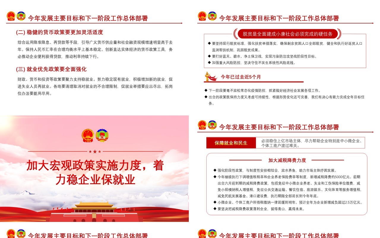 聚焦2020年全国两会政府工作报告完整版解读学习党建PPT模板