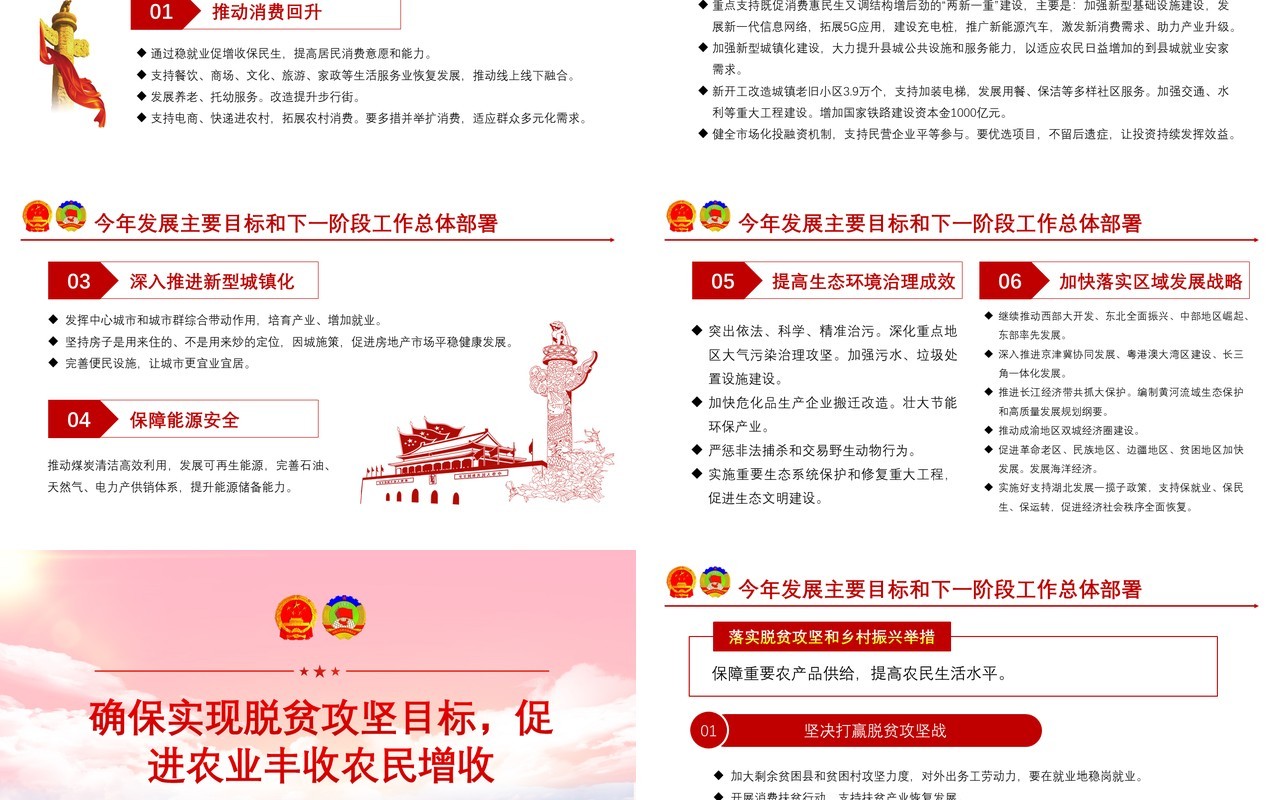 聚焦2020年全国两会政府工作报告完整版解读学习党建PPT模板