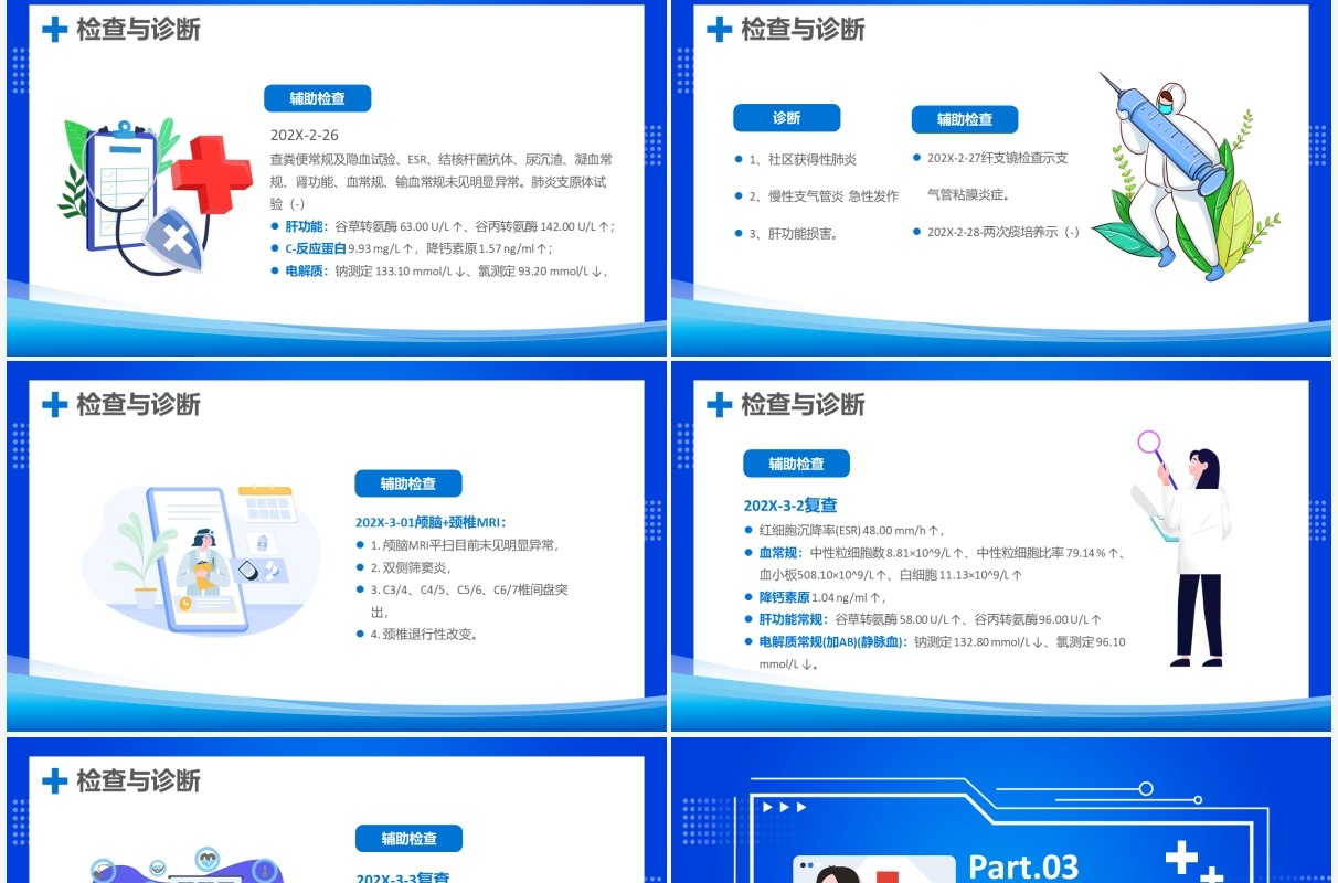 蓝色卡通发热病例讨论课件PPT模板