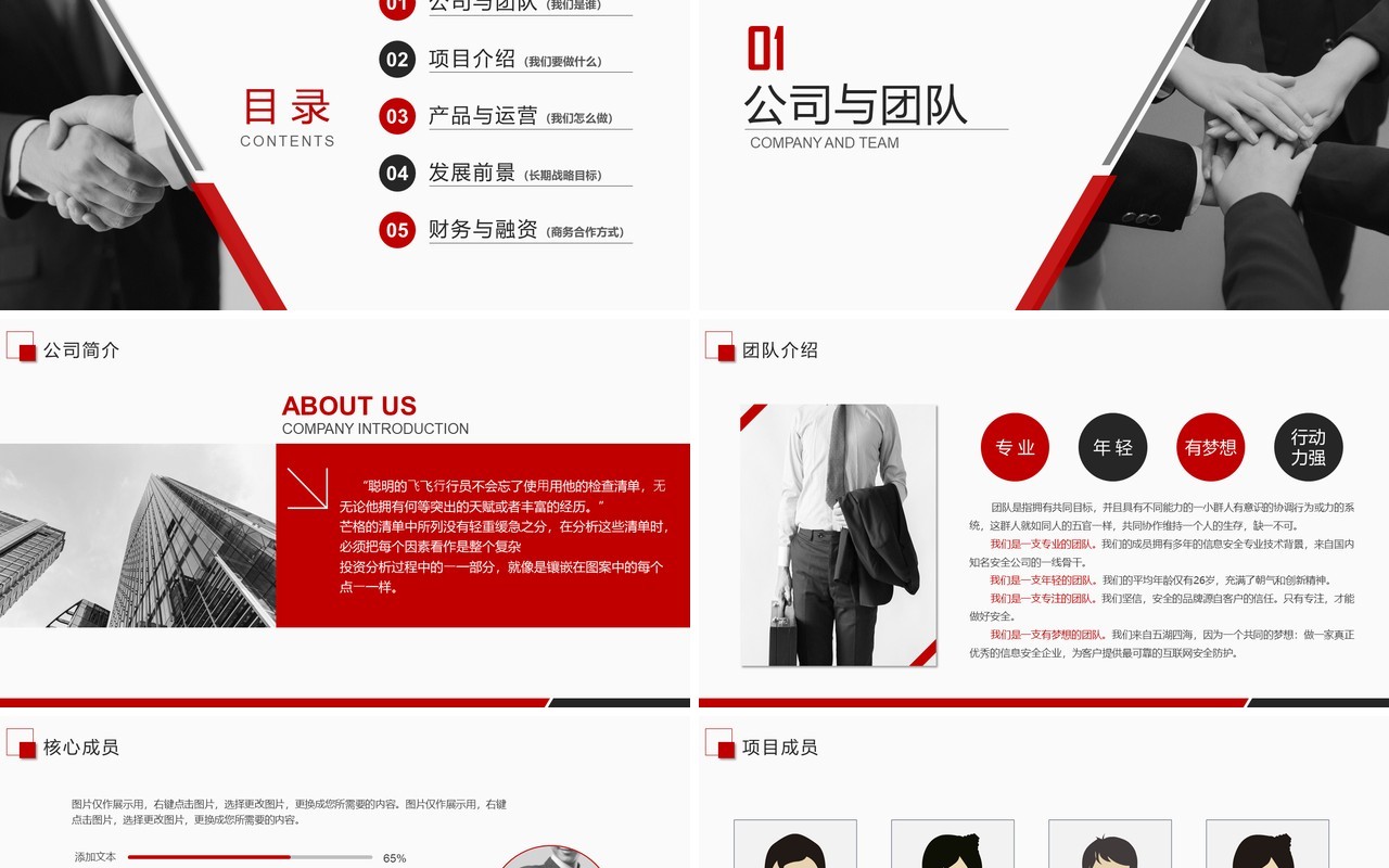 简约红色商业融资创业计划书PPT模板