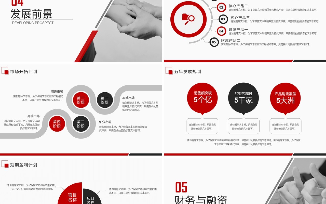 简约红色商业融资创业计划书PPT模板