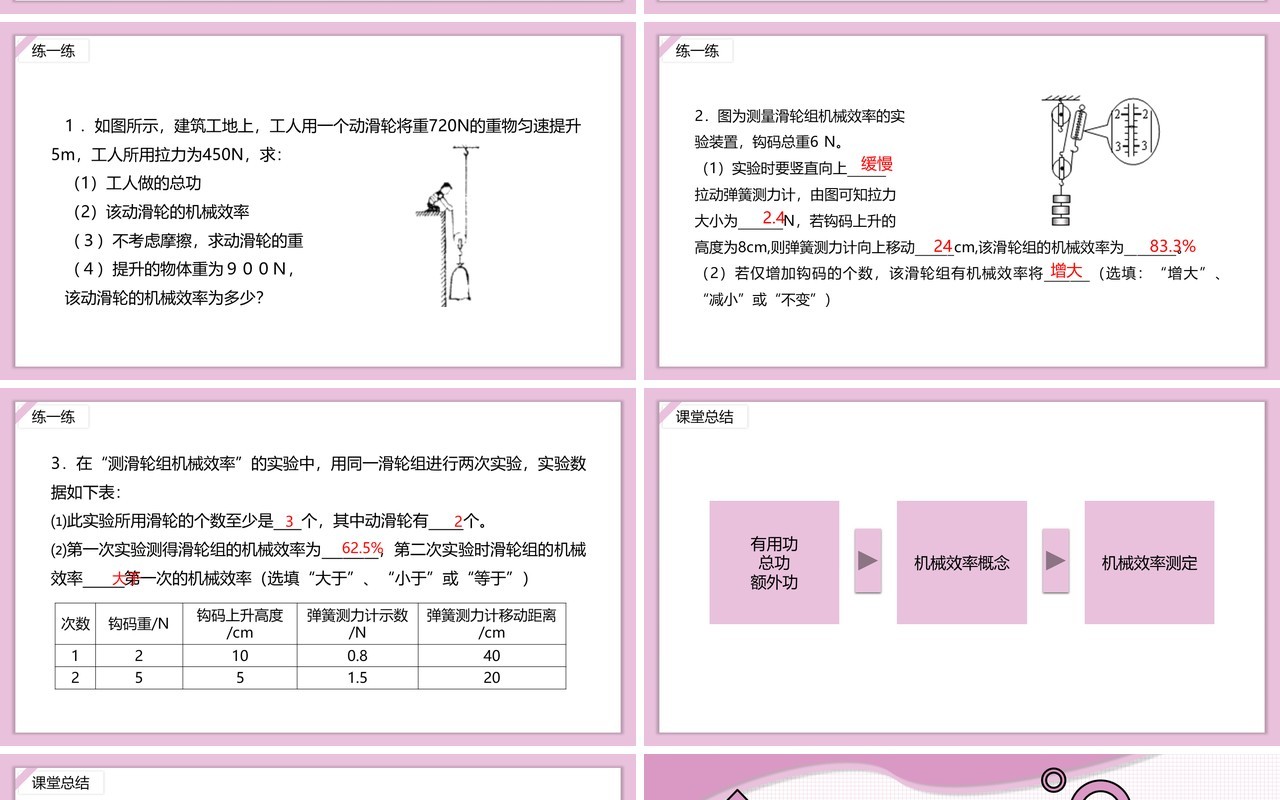 部编版八年级物理下册机械效率课件PPT模板