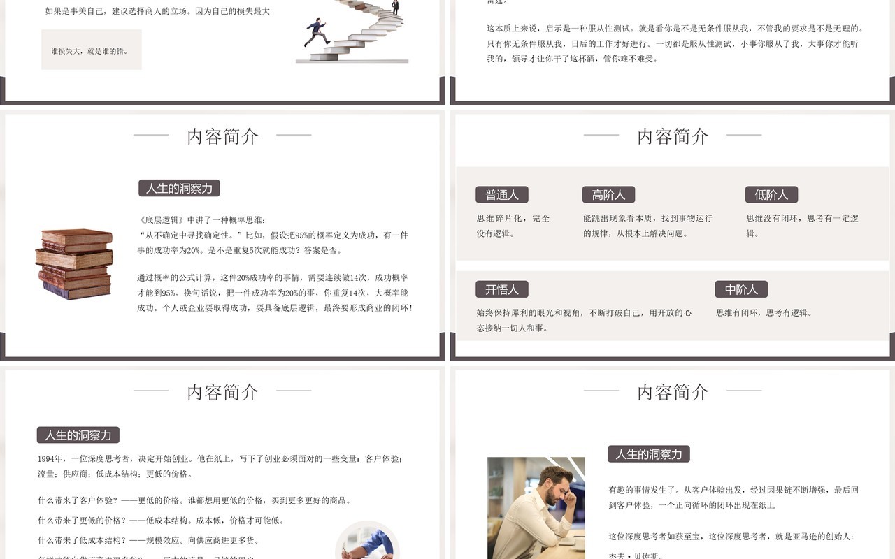 灰色简约风底层逻辑读书分享PPT模板