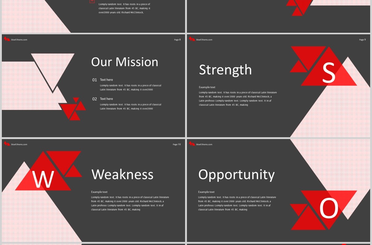 深色三角图形排版商务工作PPT模板Stoef Powerpoint Template