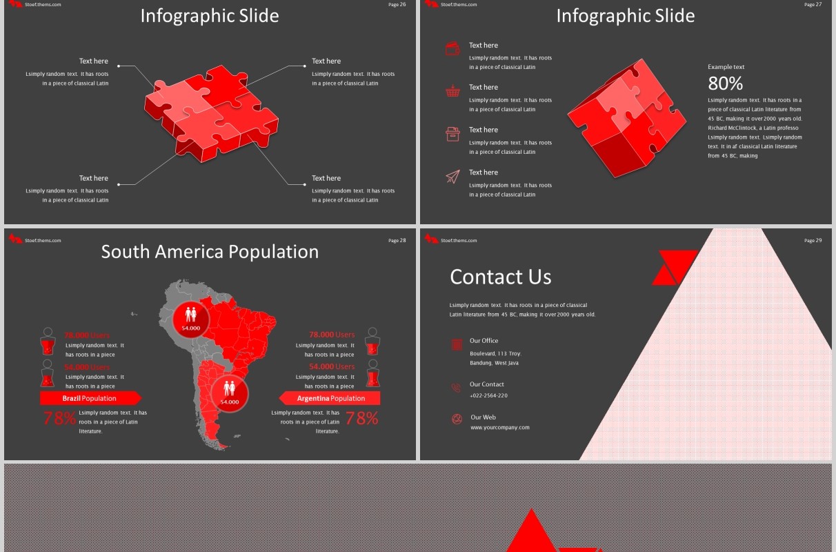 深色三角图形排版商务工作PPT模板Stoef Powerpoint Template
