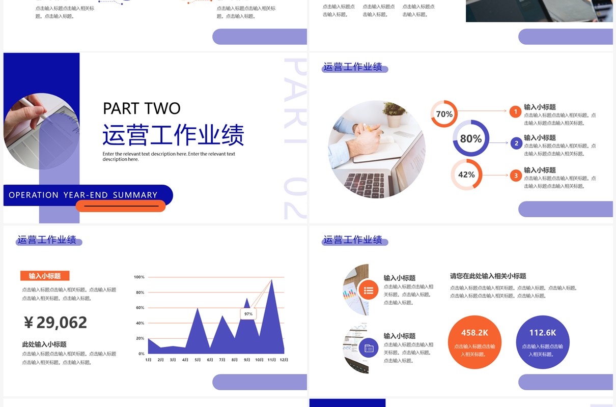 蓝色简约风运营年中总结PPT通用模板