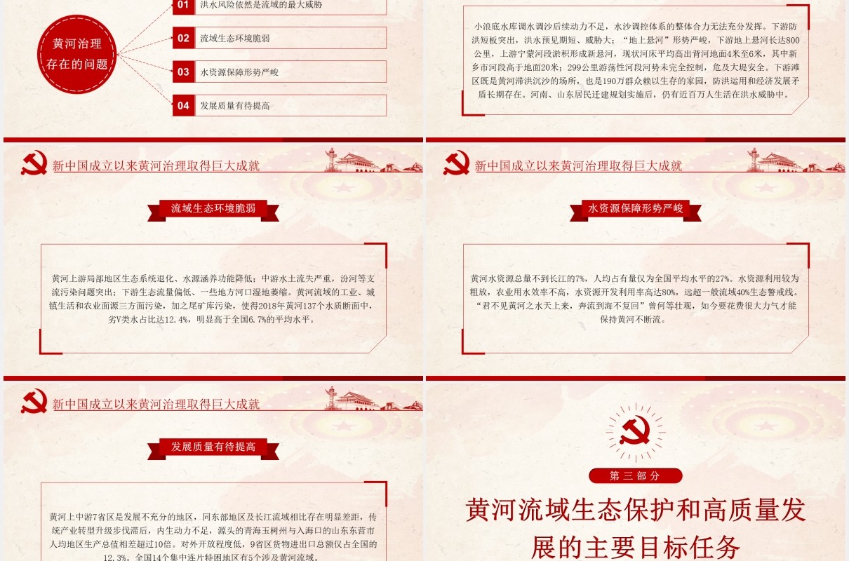 黄河流域生态保护和高质量发展座谈会上的讲话党政PPT模板