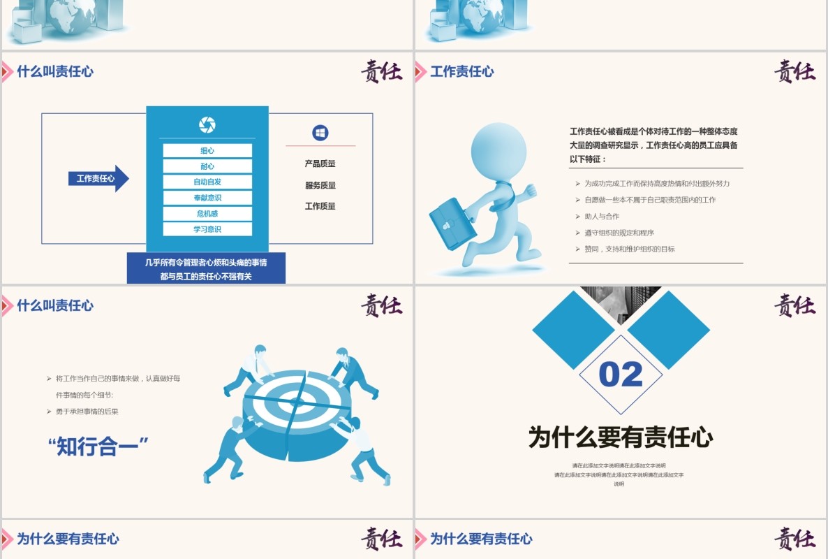 如何提高工作责任心简约企业员工心态培训PPT模板