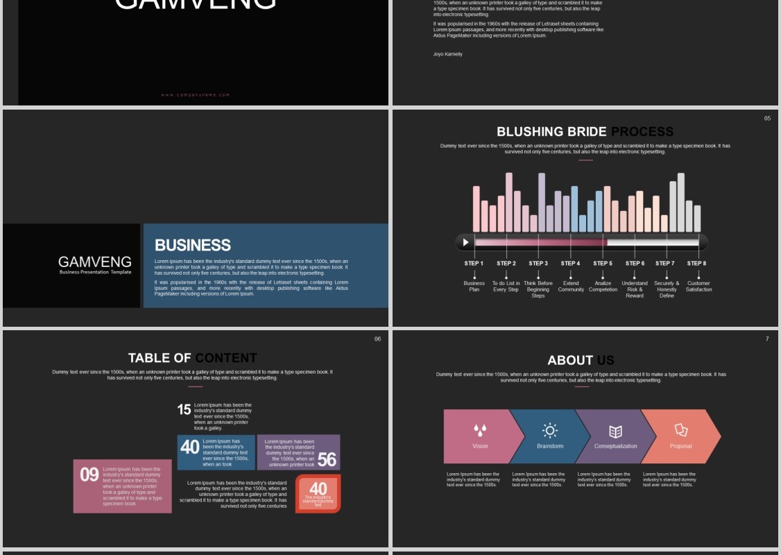 黑色商务工作汇报通用PPT信息图表模板Gamveng Powerpoint