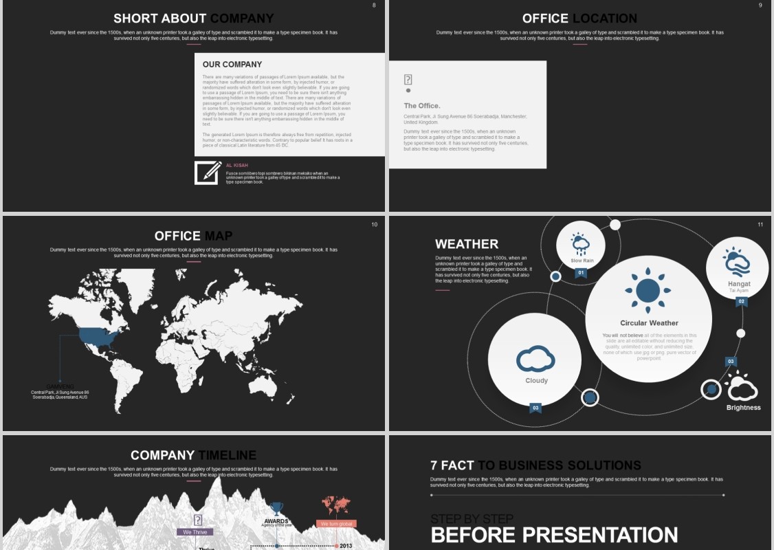 黑色商务工作汇报通用PPT信息图表模板Gamveng Powerpoint