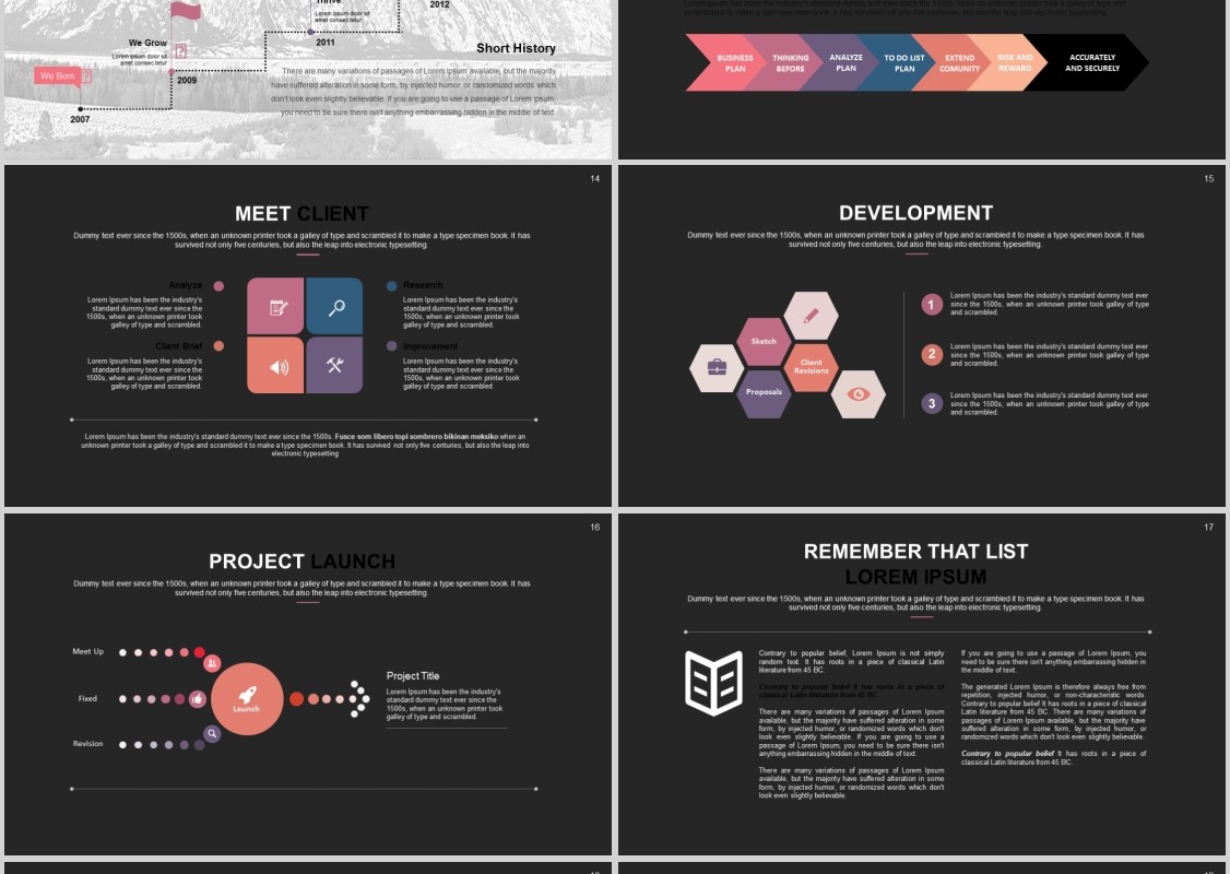 黑色商务工作汇报通用PPT信息图表模板Gamveng Powerpoint