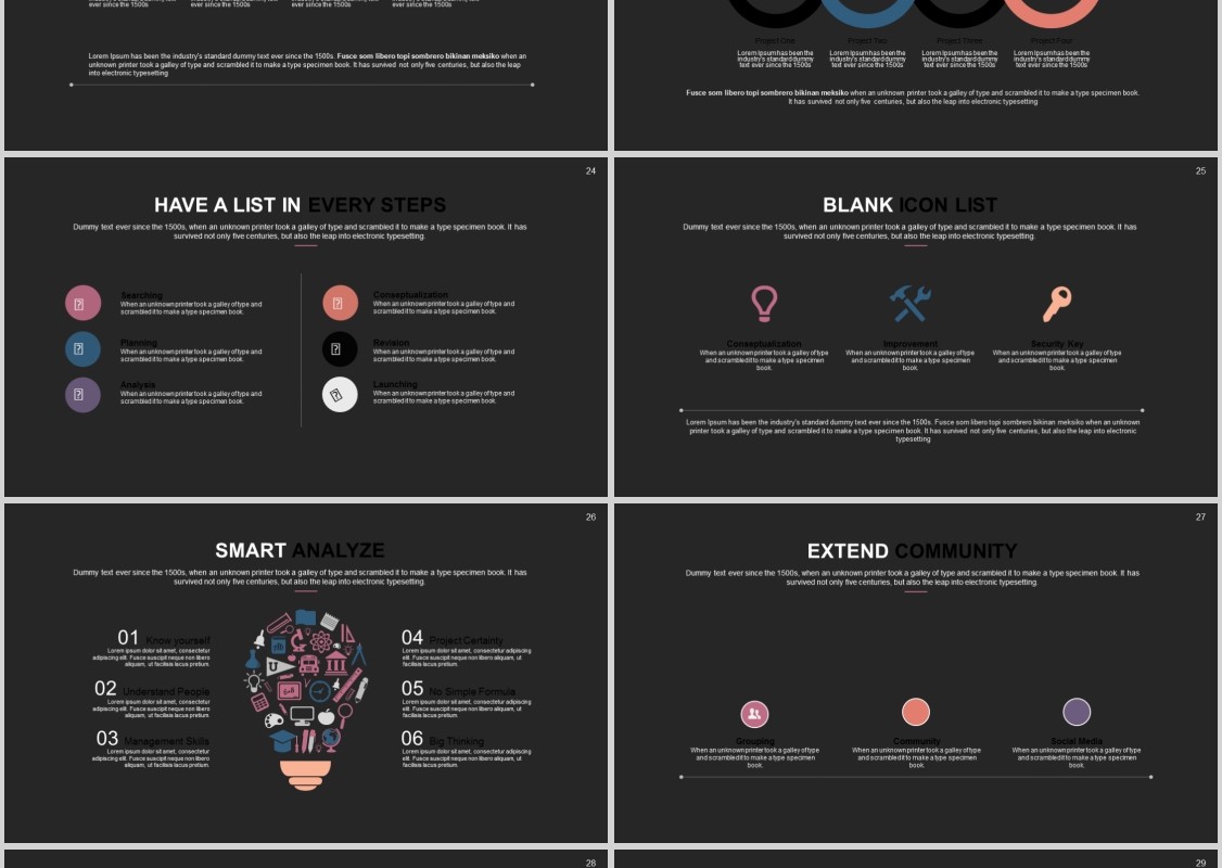 黑色商务工作汇报通用PPT信息图表模板Gamveng Powerpoint