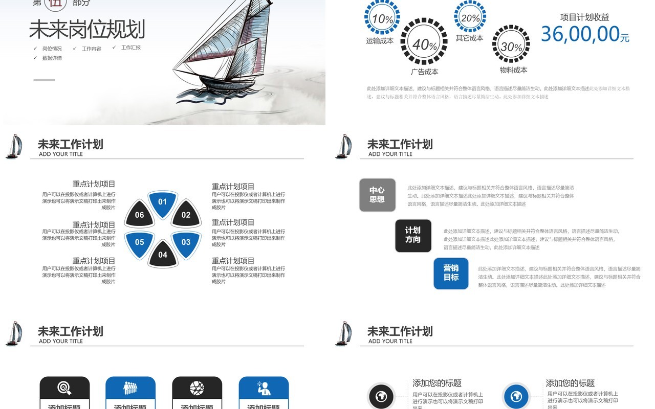 扬帆起航述工作职报告总结PPT模板