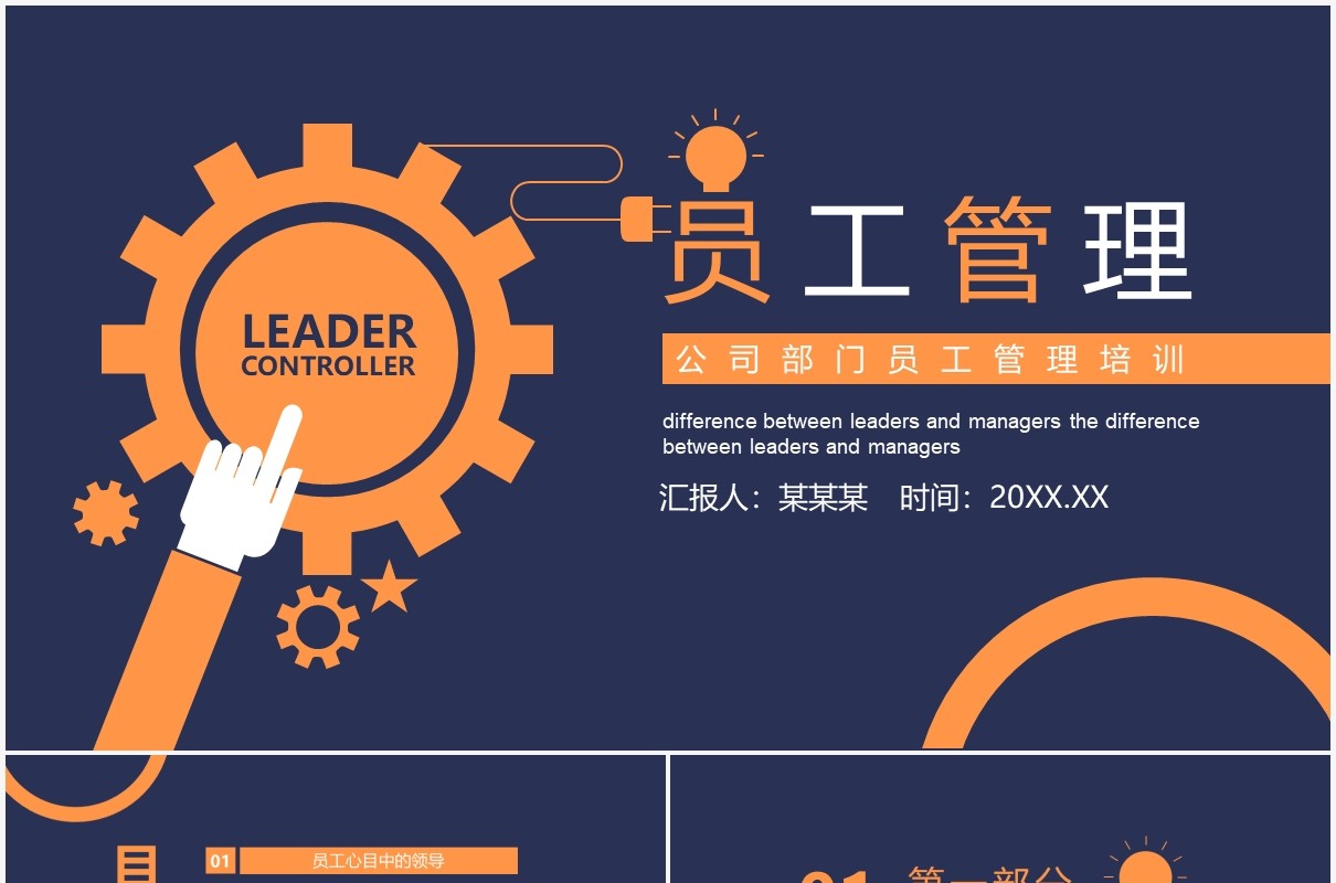 公司部门企业员工管理培训动态PPT模板