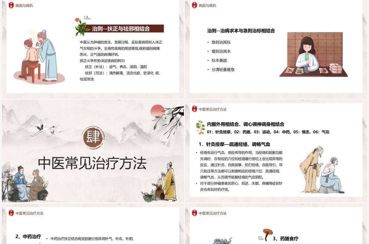 淡雅中国风中医治疗方法及应用介绍PPT模板