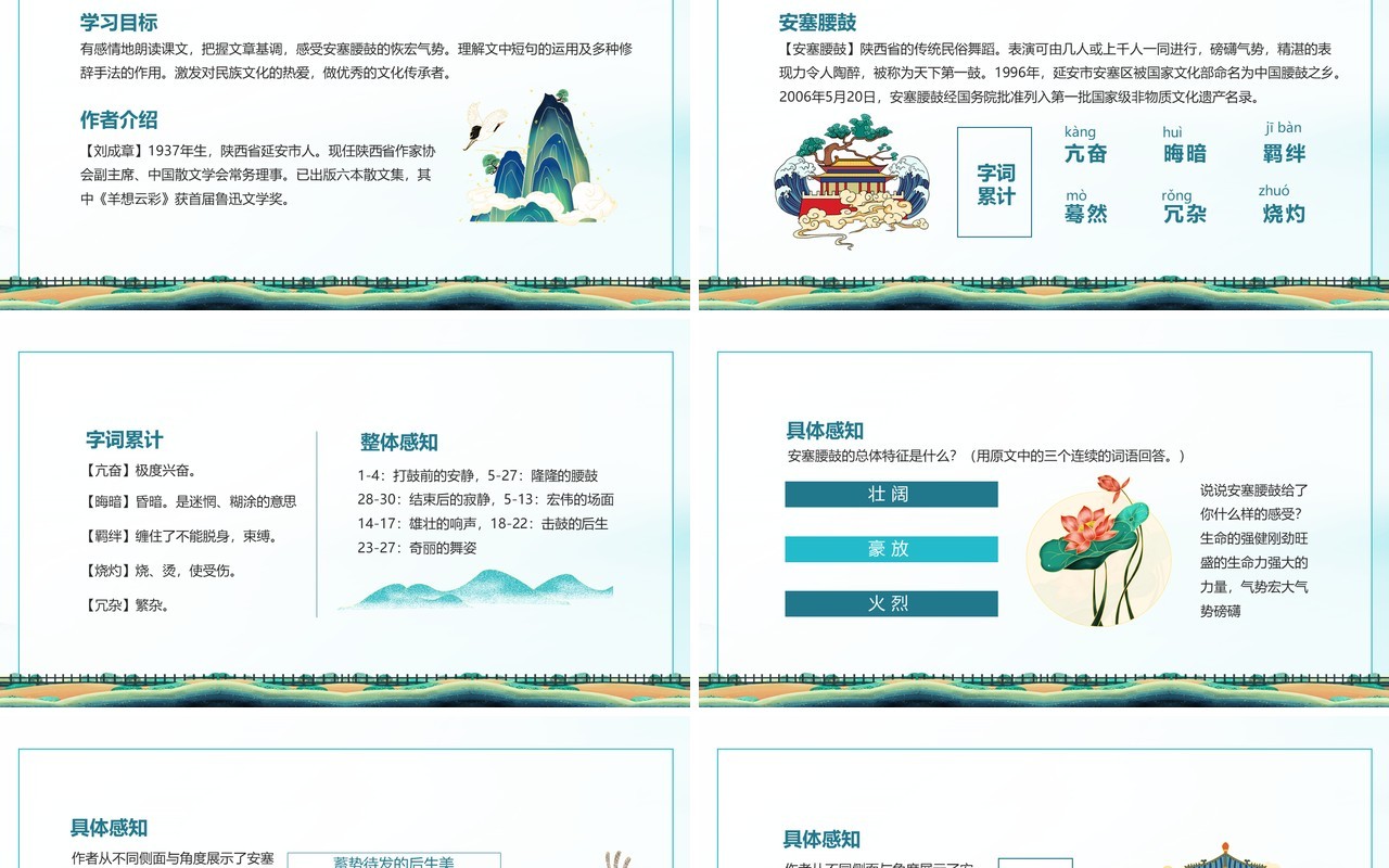 天下第一鼓陕西传统民俗安塞腰鼓动态PPT模板