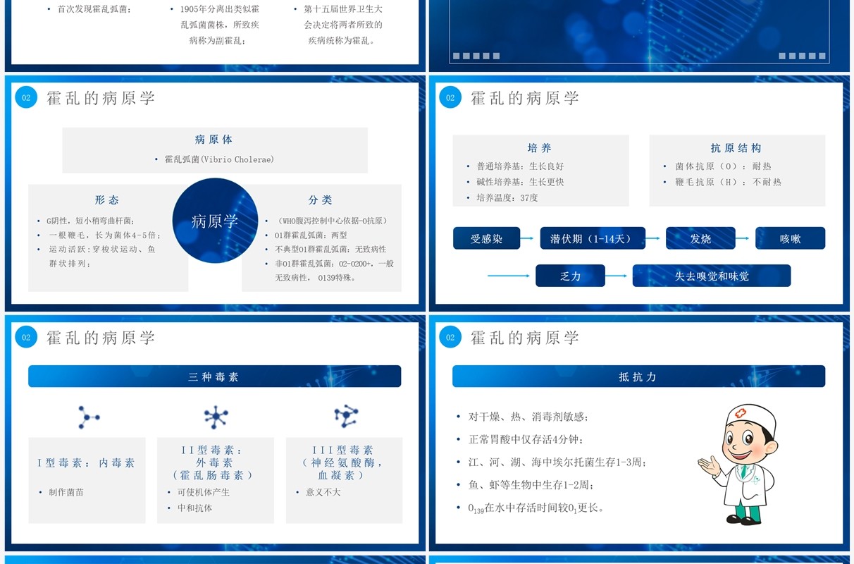 蓝色简约风预防霍乱传染病知识PPT模板