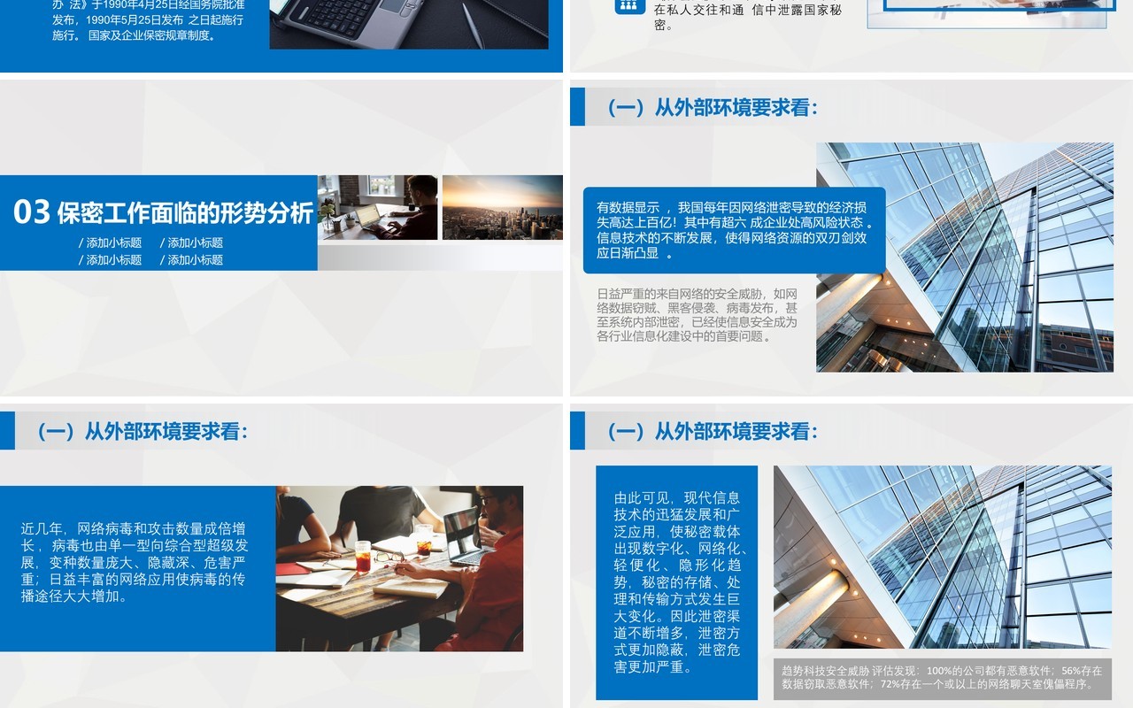 蓝色企业保密知识培训PPT模板