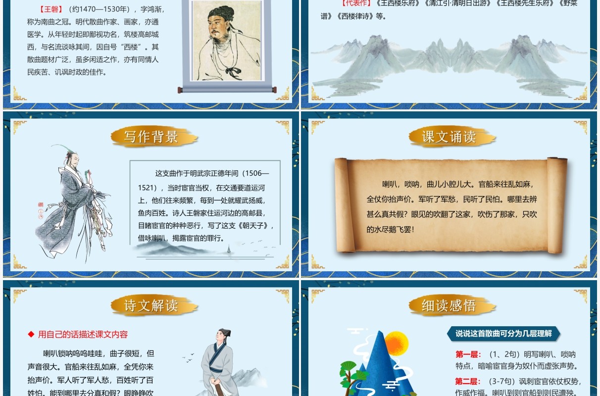 部编版九年级语文下册朝天子咏喇叭课件PPT模板