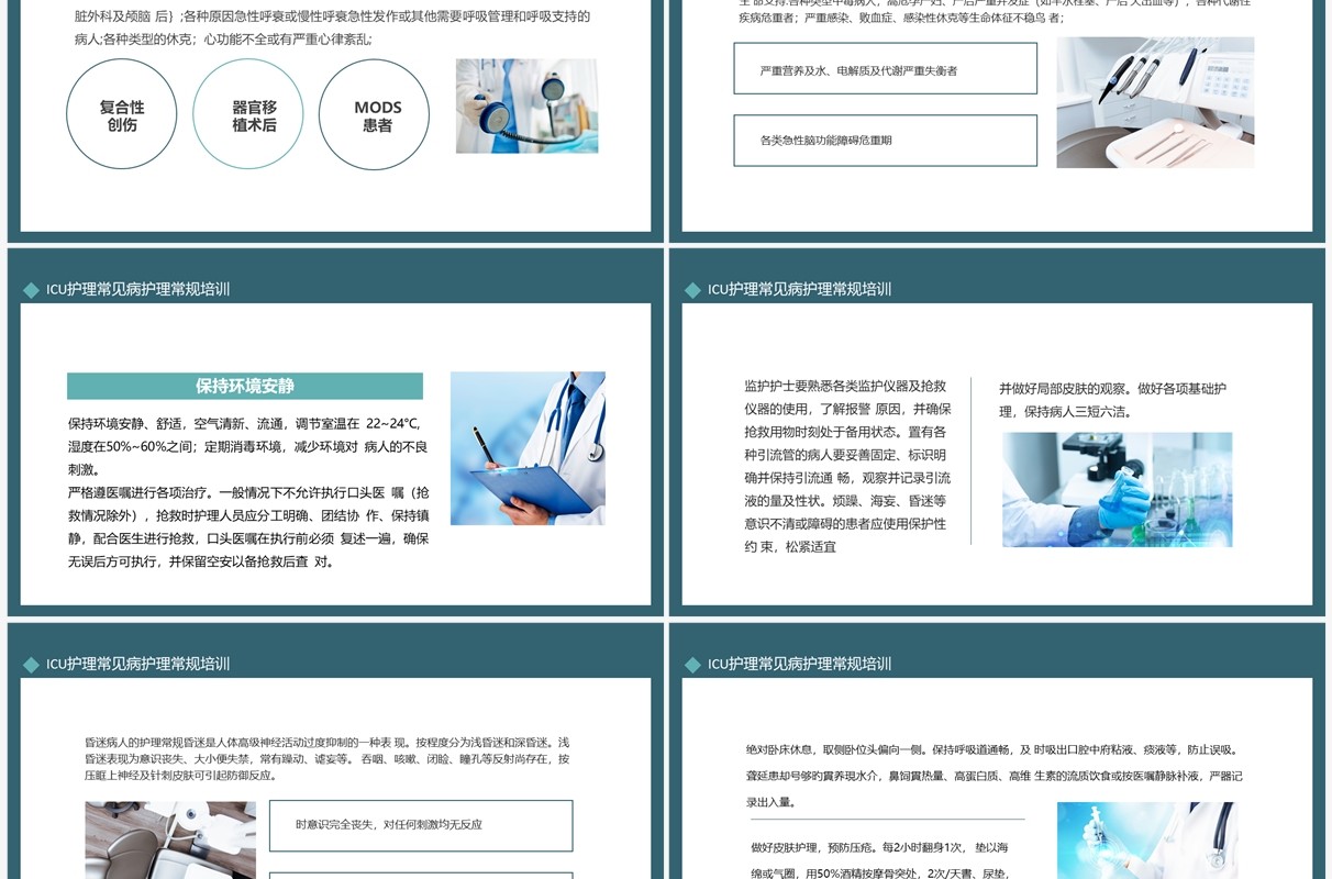 ICU护理常见病护理常规培训动态PPT模板