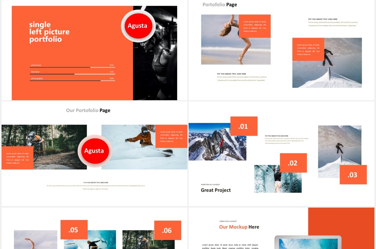 简约红色极限运动项目报告总结可视化图表PPT素材模板agusta powerpoint template