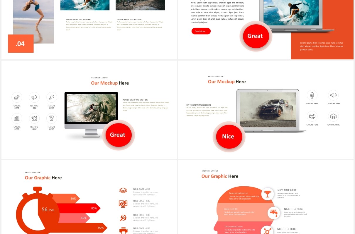 简约红色极限运动项目报告总结可视化图表PPT素材模板agusta powerpoint template