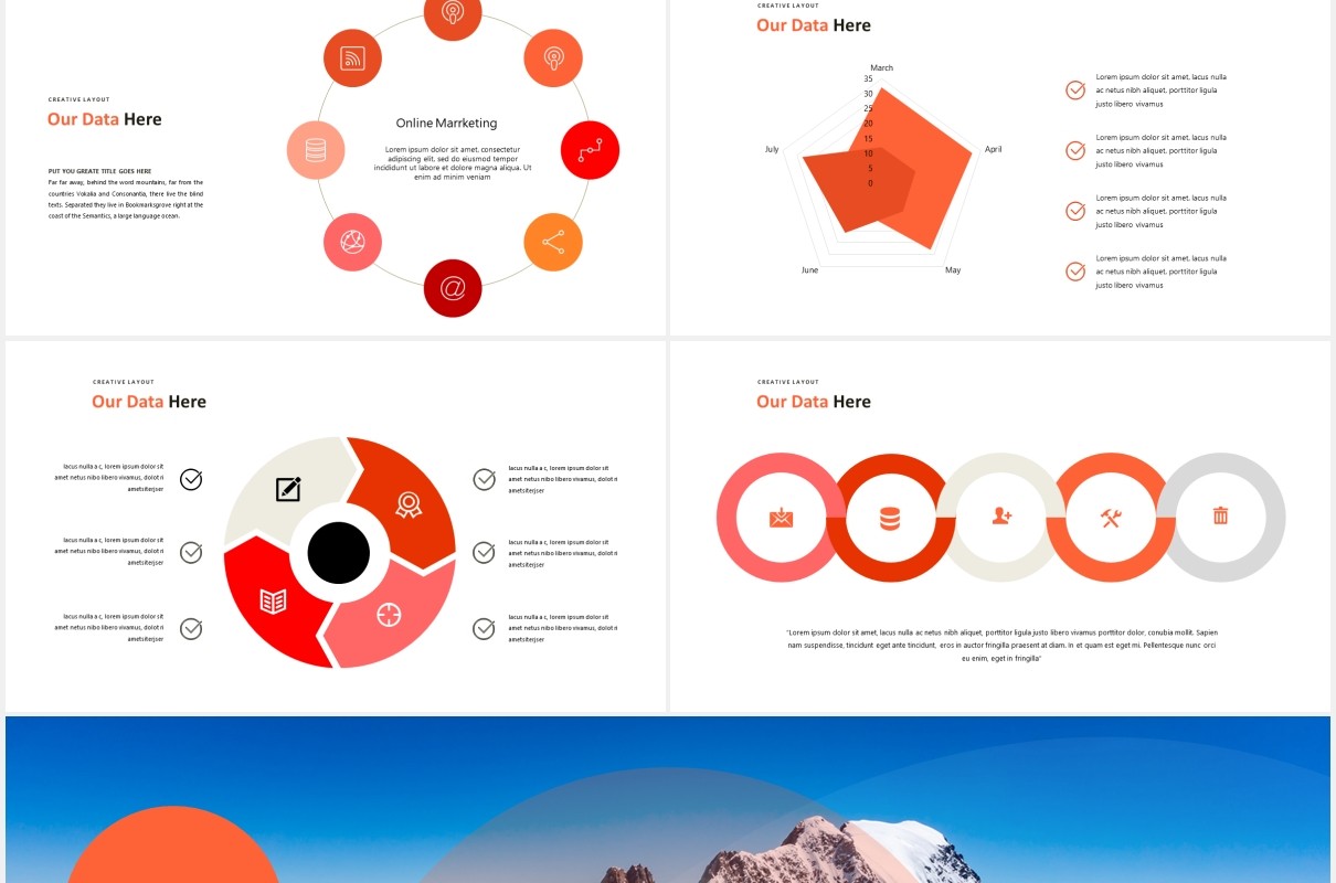 简约红色极限运动项目报告总结可视化图表PPT素材模板agusta powerpoint template