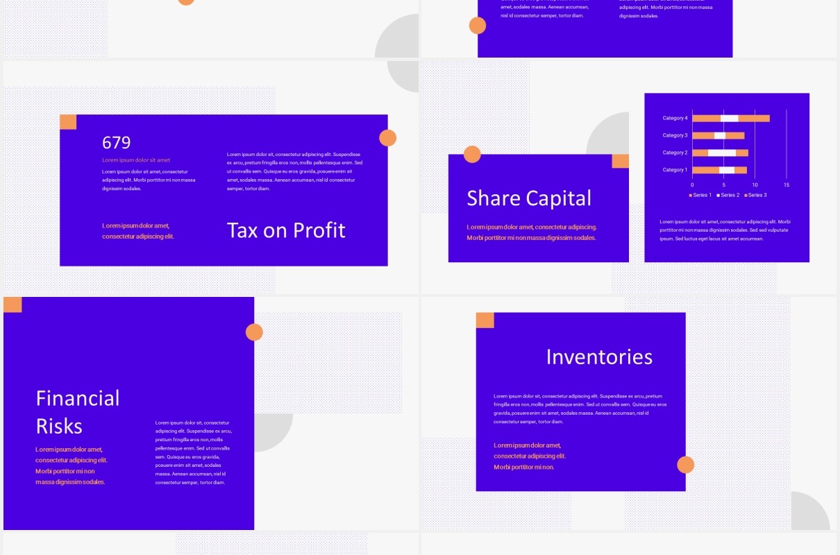 紫色企业年度工作报告图片排版设计PPT模板REPORIO - Annual Report Powerpoint Template