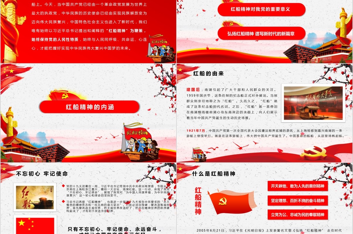 不忘初心红船精神再出发PPT模板
