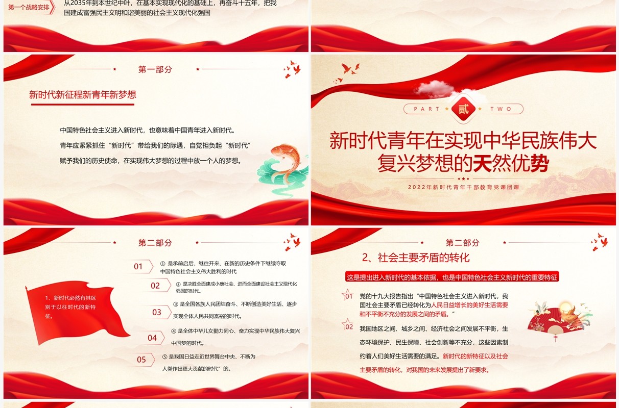 红色简约风青年精神素养提升PPT模板