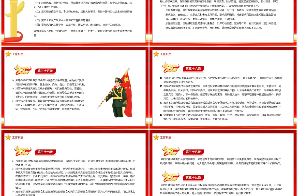中国共产党纪律监察委员会工作条例PPT模板