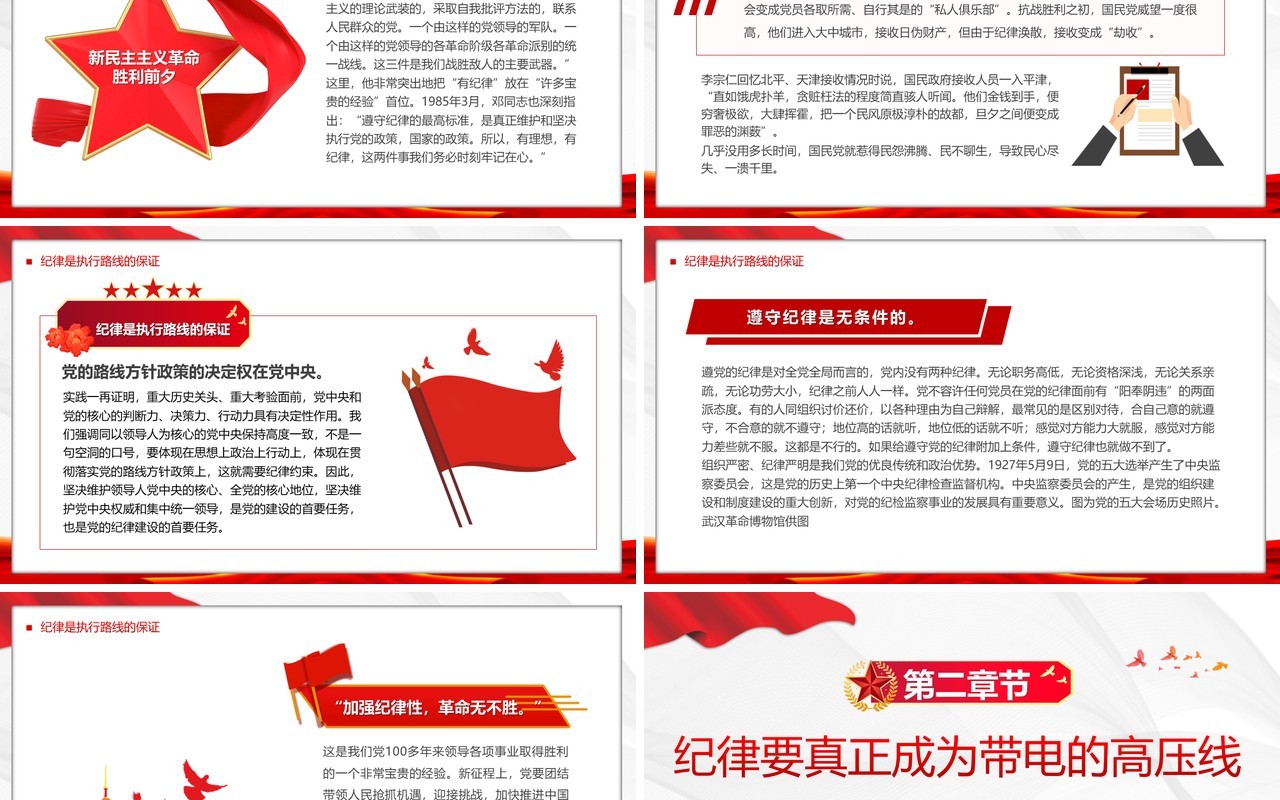 红色党政风纪律严明是我们党的光荣传统PPT模板