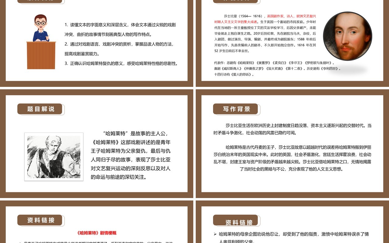 部编版高中语文必修四哈姆莱特课件PPT模板