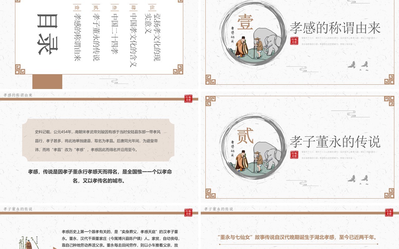 简约中国风中国传统孝道文化讲座PPT模板