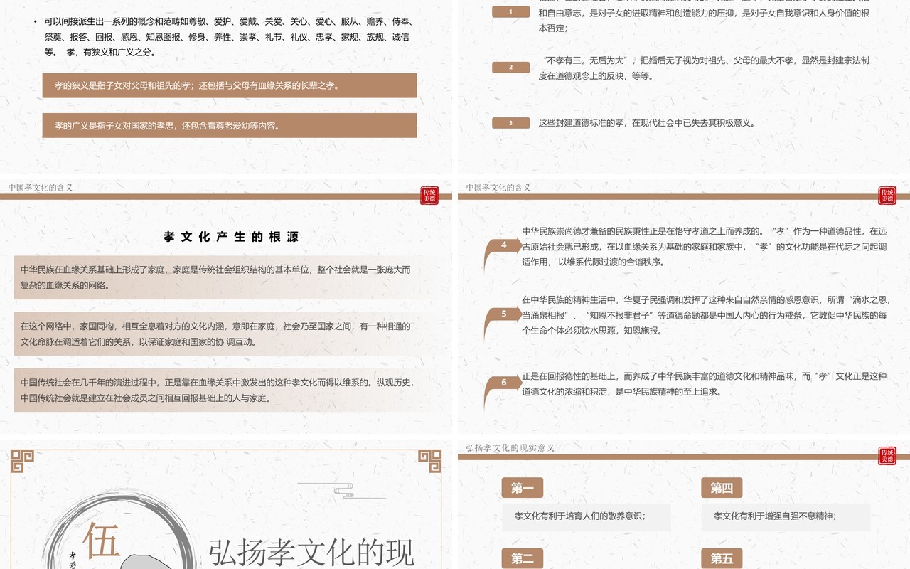 简约中国风中国传统孝道文化讲座PPT模板