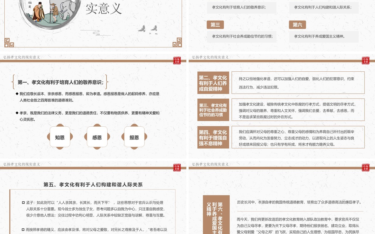 简约中国风中国传统孝道文化讲座PPT模板